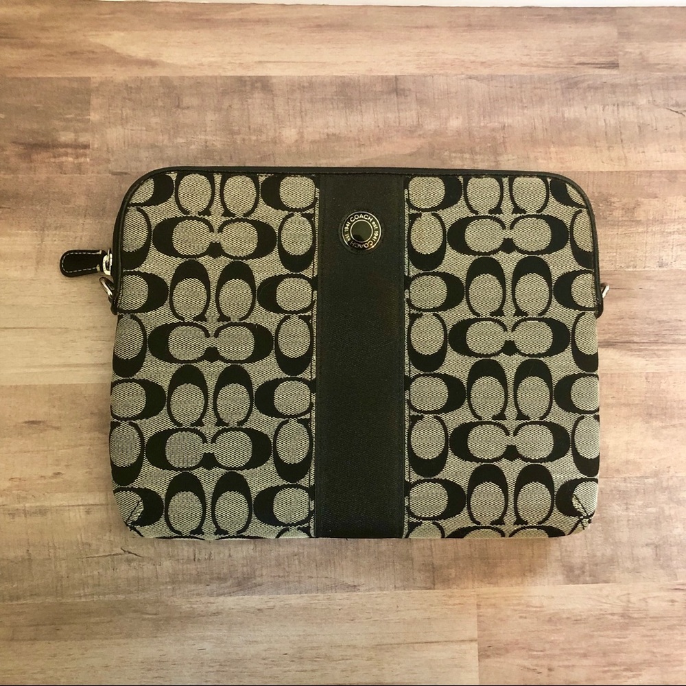 Coach black signature print padded iPad case